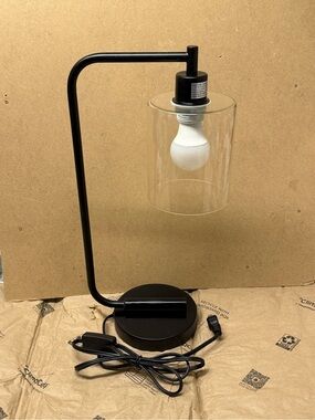 Marissa Right Angle Tempered Glass Shade Table Lamp